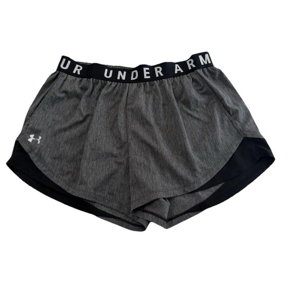 Under Armour Play Up Twist 3.0 Shorts Womens 1X Plus Loose Fit Gray Black UA Gym - Picture 1 of 11